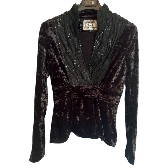 VTG GV2 Goth Lolita Jacket Sz S Crushed Velvet Vampire Punk Whimsigoth Halloween - Picture 3 of 16